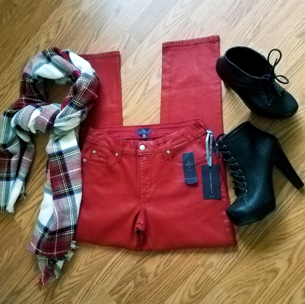 NWT NYDJ Red Wax Skinny Jean 8P